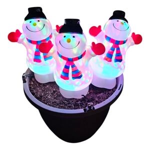 Vintage 90s Festive Snowman LED Light Set .
